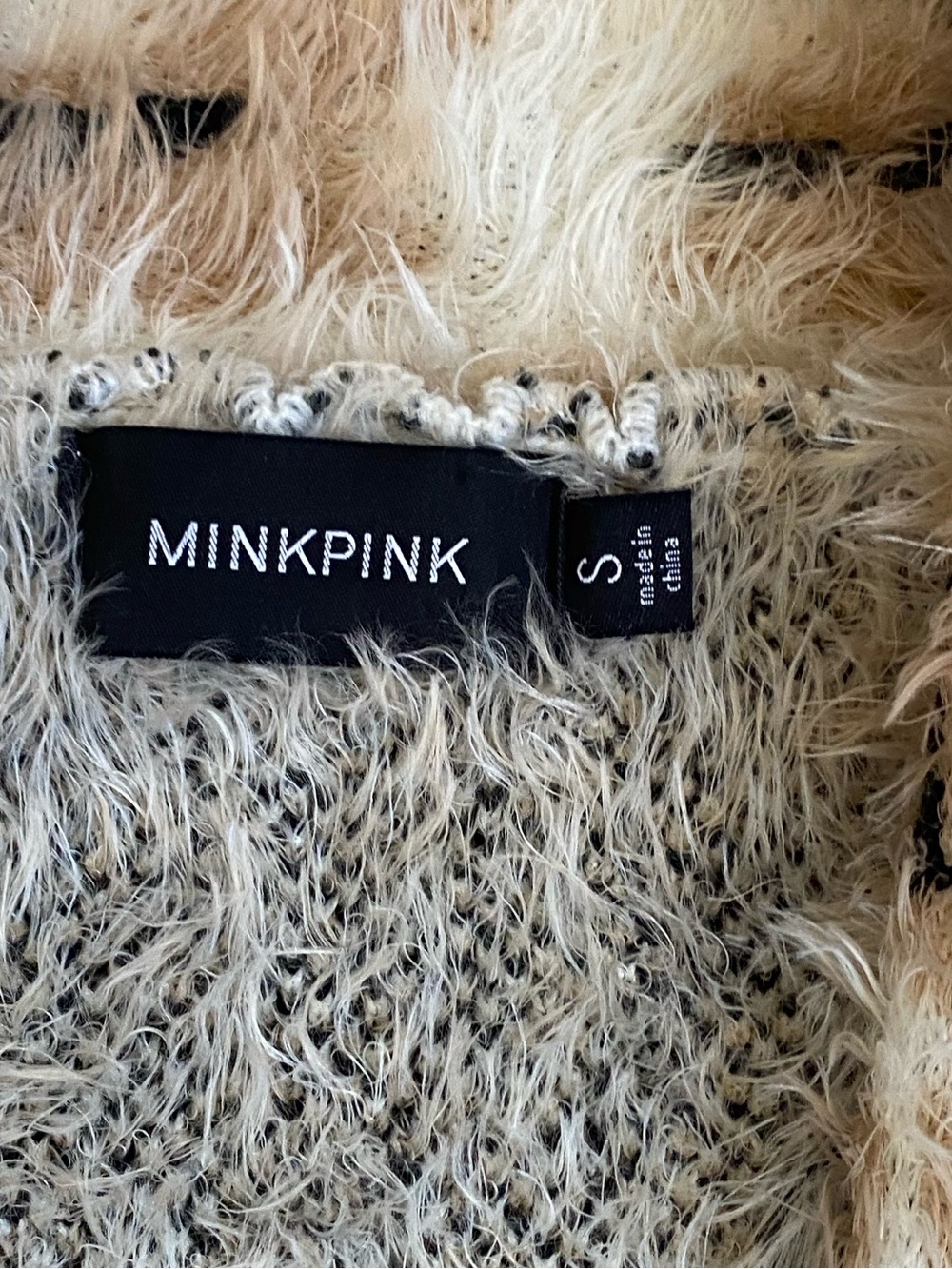 Mink Pink Zippora Cream Animal Print Wrap Sweater Cardigan SM Leopard Print Cozy - Picture 14 of 17